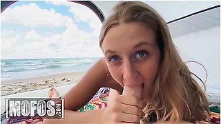 Busty Blonde Molly Pills Gets Nude On The Beach On A First Date And Gets Creampied In Pov