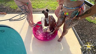 Creamy Custard Playtime: Savanna, Giana, Bleu & Livie Get Messy