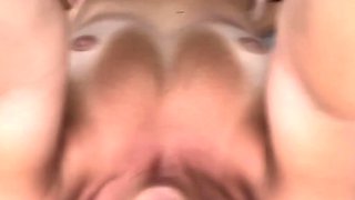 Small titted brunette teen fingering on the bed