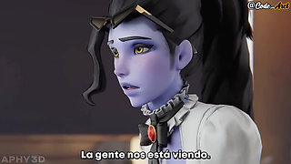 Widowmaker Gets Two Giant Cocks [Subtitled in Spanish]