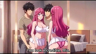 Stepbrother help stepsister in yoga and press her boobs