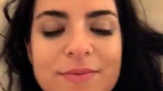 Lovely Amateur teen brunette masturbating outdoor