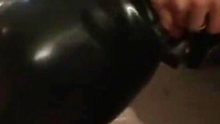 Humiliating latex dress foot fetish