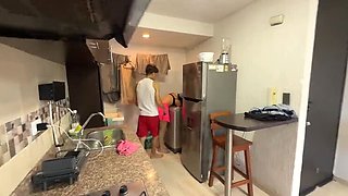 Stepsister gets stuck and I fuck her hard until I come inside her