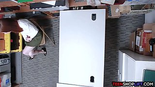 Innocent redhead teenage thief gets splattered stealing underwear