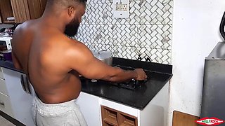 Very Dark Big Dick Sparks Fever In Kitchen Bed