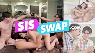 Big-Titted Stepmom and Teen Stepsister in Lucky Stud's Hard Threesome, Featuring Lingerie, Stockings, and Taboo Fun