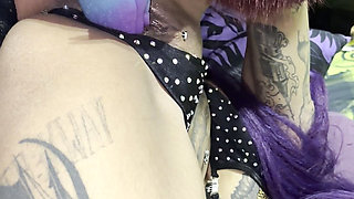 Goth Girl Cosplaying as Yoruichi Shihouin, Fucks Her Tight Pierced Pussy with Fantasy Dildo