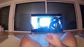 Mystique from the X-men getting fucked hard on my dick and I cum in no time