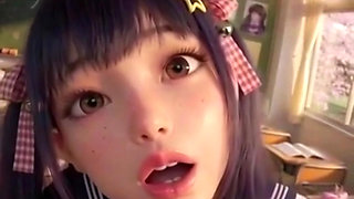 Schoolgirl Cosplay (+18) Anime , at recess she feels lust