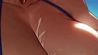 Giant Tittied MILFs Breastfeed Lesbians on the Beach