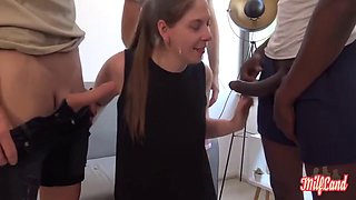 Busty French TS Milf Alice in Outdoor Gangbang