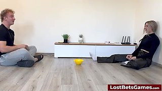 Huge Tits Blonde Loses Card Game, Strips For Punishment