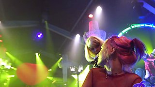 Amateur milf facial in public gang bang