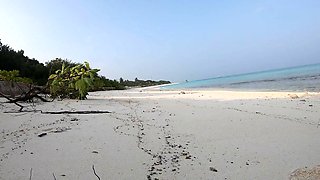 Blonde Solo Female's Nudist Walk on the Beach