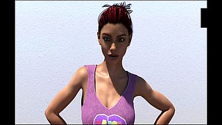 3D hentai visual novel with teen masturbation action