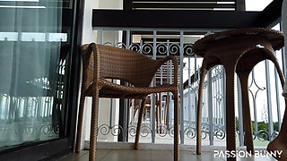 Risky Hot Morning Orgasms on Terrace