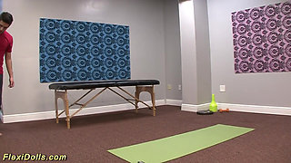 Contortion gymnast real doll Kali Kavalli oiled and flexi fucked