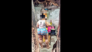 Big Ass Neighbor Engraved with Her Donut Shorts