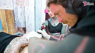 Big Dick Tattooed Foursome - Merry's Anal Adventure with Double Blowjob & Facial