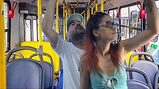 Public Transport Sex - Amateur Couple Fucking Doggy Style on Bus with Fanny Squirting