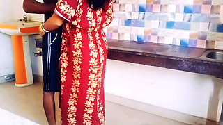 Desi Bhabi want to take chance for sucking Hot devar Big black Cock in kitchen