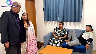 Indian Family Swap Foursome: Stepdad & Stepson with Desi Girls Aksha & MastiGirl750 in Hotel Sex