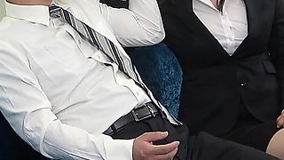 Pervert on Train Is Fended off, Female Office Worker Fends off by Slap, Trample Faces and Dick with High Heels and Facesitting
