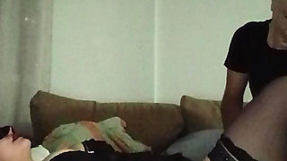 Old man playing with hot blonde milf in stockings nice wet pussy