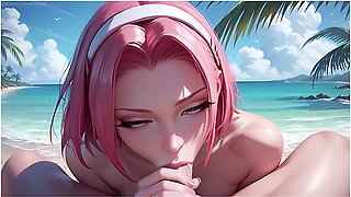Car Toon - Public Anal Crampie And Blowjob With Sakura On The Beach