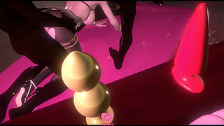 The model has sex with 2 black guys