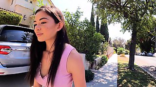 Brunette Amateur Fucked And Taking Facial Outdoors In Public
