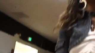 Watch her use the bathroom with her shaven pussy