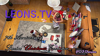 Two girls one guy handjob challenge party for Christmas with presents and roulette spinning