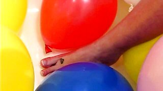 Impressive naked blonde Ivy smokes a cigarette in the bathtub