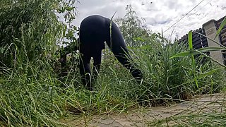 Eagerly waiting for a sizzling gardener with a massive member