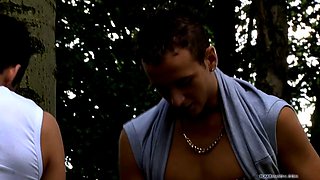 Gay Outdoor Fuck: Luke Desmond and Fraser Jacs Cum in the Woods
