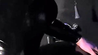 Gimp fucked in the dirty toilet