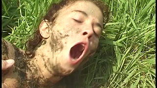 Insatiable Brunette MILF Gets Pounded in Mud