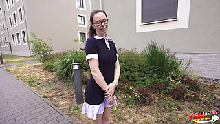 German Scout - Slim and Shy German Glasses Student Girl Ronya Rabe at Casting Fuck