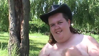 Watch this fatty slut rides her toy and then gets banged outdoors