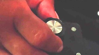 Hot lesbian BDSM session with a horny slut in stockins fucked with a machine