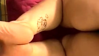The best footjob with lots of milk