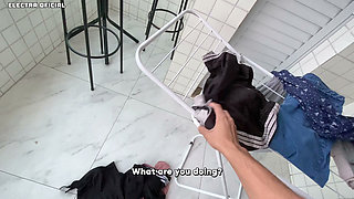 This hot maid, teases me with these short shorts, I got a hard dick