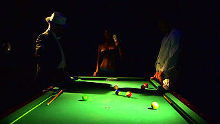 Hot Pool Table Gangbang with Pole Dancing Tease