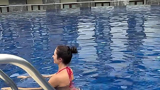 Outdoor Bikini Tease, Big Boobs Flashing