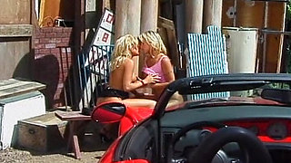 Flexible Blonde with Big Tits Licks Her Own Pussy