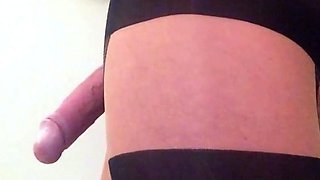 Big Cock Crossdresser in Suspender Hose