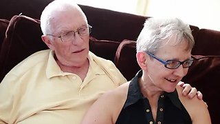 Horny Granny Takes a Young Cock in Threesome With Old Hubby