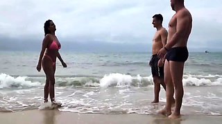 I Met Two Hot Guys On The Beach And I Was So Horny That I Gave It To Them Right There